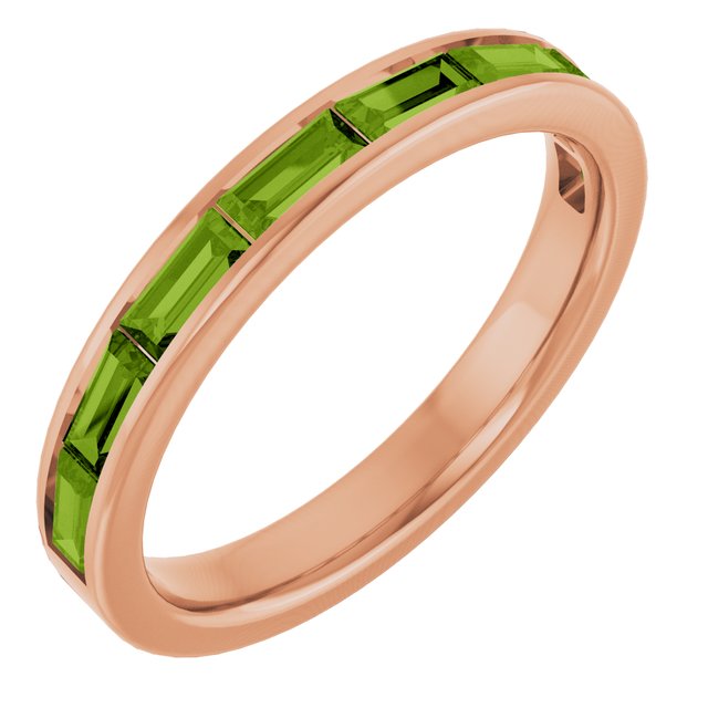 14K Gold Natural Peridot Stackable Ring - Options Available