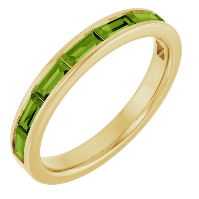 14K Gold Natural Peridot Stackable Ring - Options Available