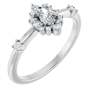 14K Gold Lab-Grown Alexandrite And Natural Diamond Halo-Style Ring