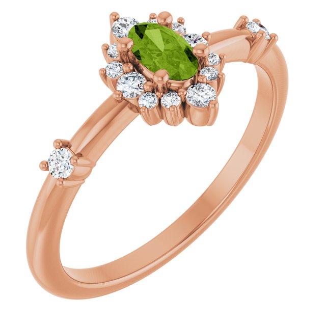 14K Gold Lab-Grown Alexandrite And Natural Diamond Halo-Style Ring