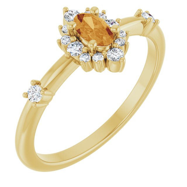 14K Gold Lab-Grown Alexandrite And Natural Diamond Halo-Style Ring