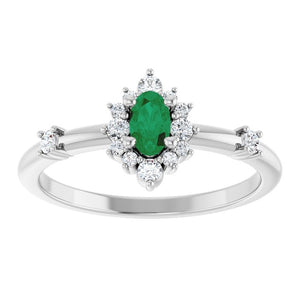 14K Gold, Sterling Silver & Platinum Halo-Style Ring - Options Available