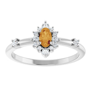 14K Gold, Sterling Silver, Platinum Halo-Style Ring - Options Available