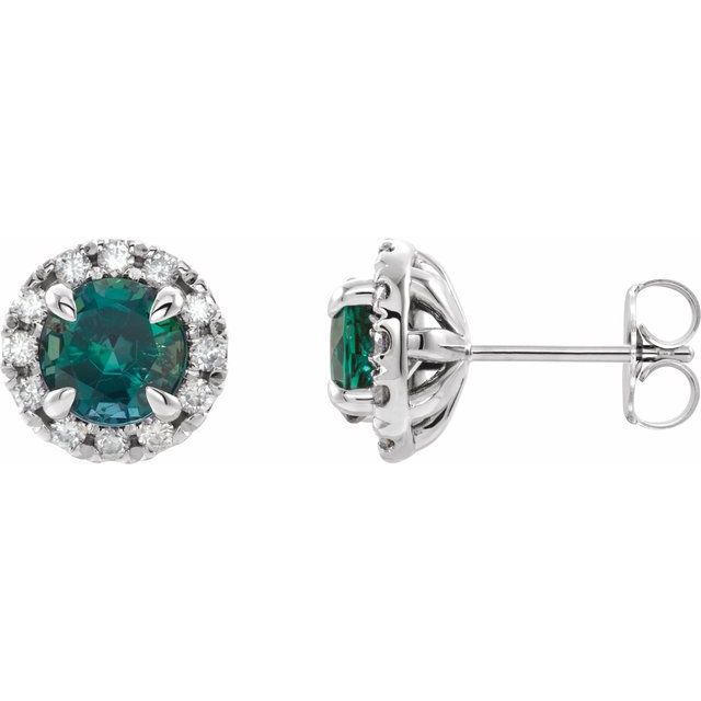 1/3 CTW Lab-Grown Alexandrite & Natural Diamond Earrings in 14K Gold, Silver & Platinum