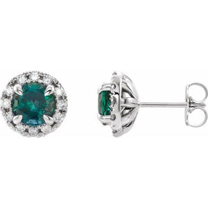 1/3 CTW Lab-Grown Alexandrite & Natural Diamond Earrings in 14K Gold, Silver & Platinum