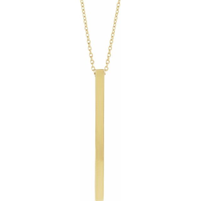 14K Gold Engravable Four-Sided Vertical Bar Slide Pendant