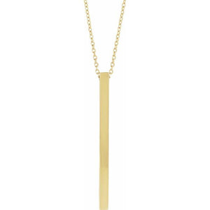 14K Gold Engravable Four-Sided Vertical Bar Slide Pendant