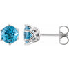 14K White Gold Round 6 mm Natural Swiss Blue Topaz Earrings