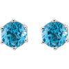 14K White Natural Swiss Blue Topaz Earrings