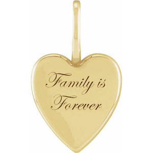 Family Is Forever Heart Charm Pendant Crafted in 14K Gold, Silver & Platinum