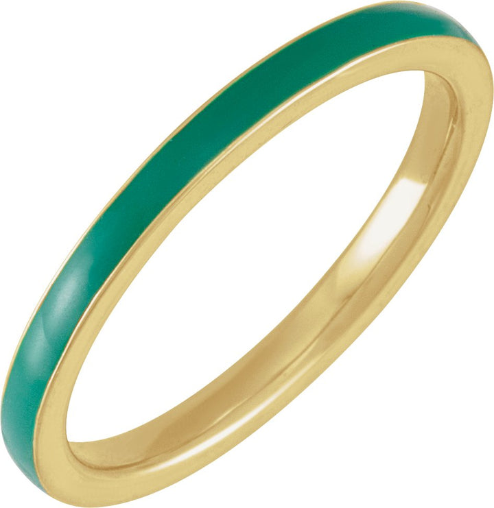 Use the Enamel Stackable Ring, 14K - White or Yellow Gold. Red, Green, or Blue Enamel. to create alt text