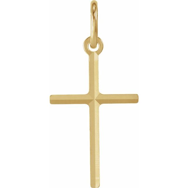 14K Yellow Gold Cross Pendant – Elegant 13x8.5 mm Design