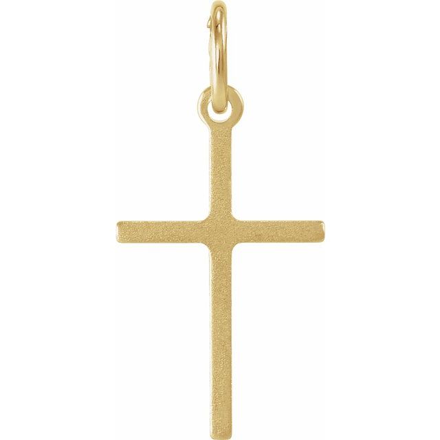 14K Yellow Gold Cross Pendant – Elegant 13x8.5 mm Design