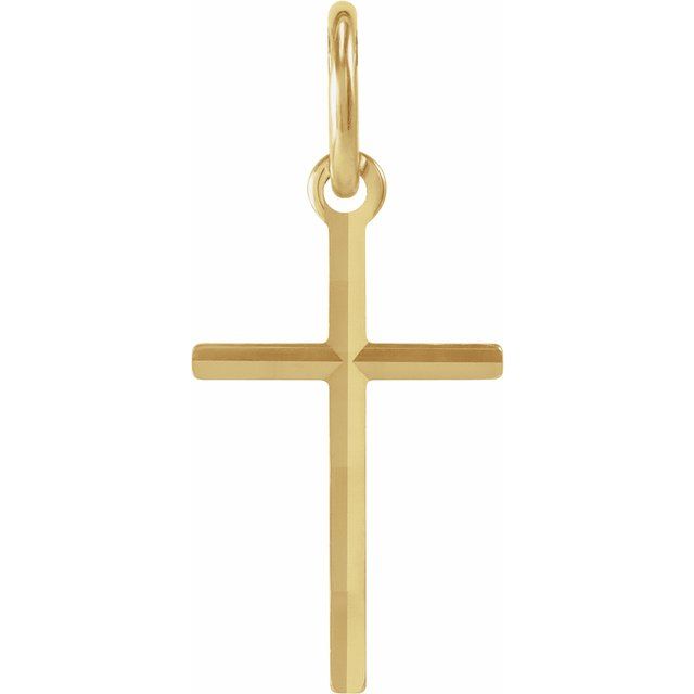 14K Yellow Gold Cross Pendant – Elegant 13x8.5 mm Design