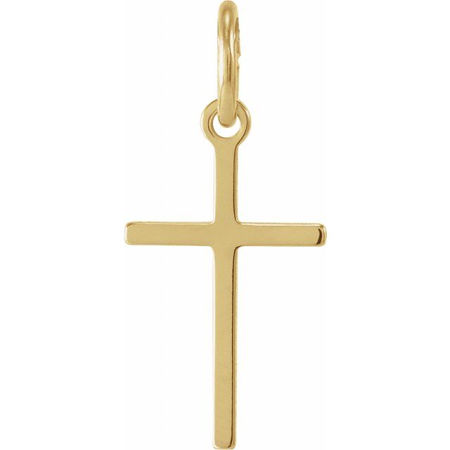 14K Yellow Gold Cross Pendant – Elegant 13x8.5 mm Design