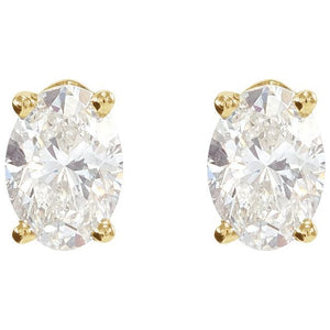 14K White Gold Oval Natural Diamond Earrings with 1/2 CTW