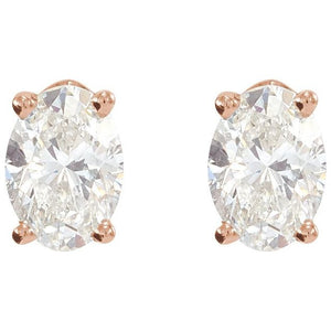 14K White Gold Oval Natural Diamond Earrings with 1/2 CTW