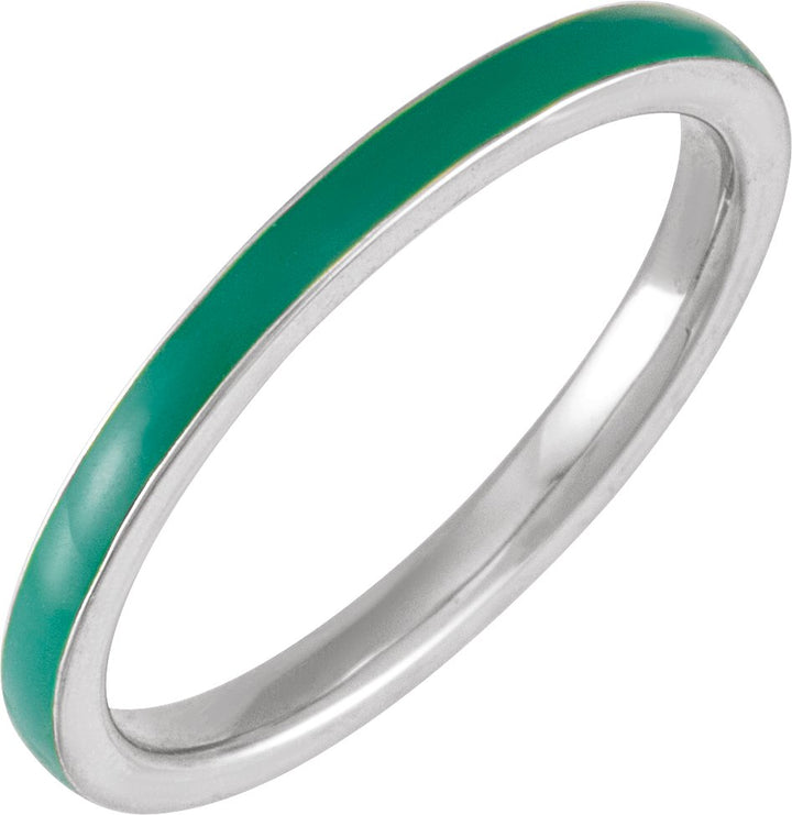 Use the Enamel Stackable Ring, 14K - White or Yellow Gold. Red, Green, or Blue Enamel. to create alt text