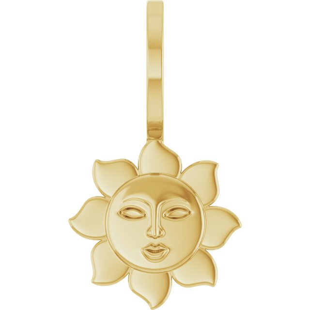 Sun Charm Pendant in 14K Gold & Platinum