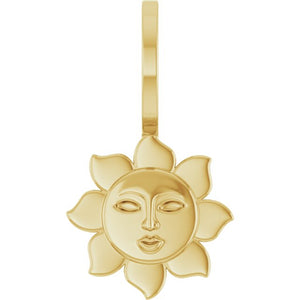 Sun Charm Pendant in 14K Gold & Platinum