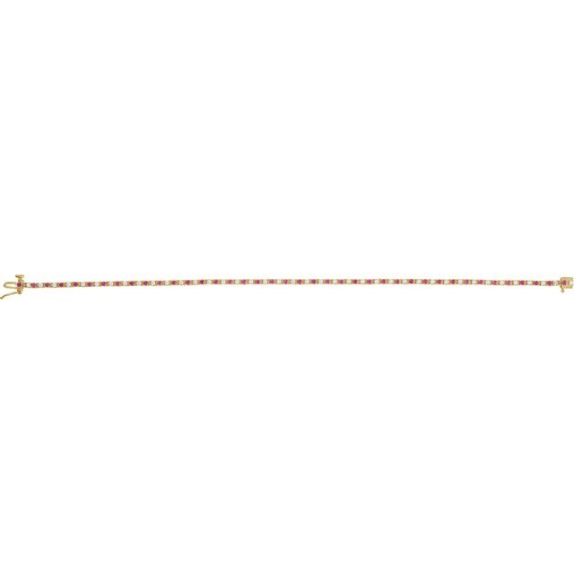 14K Gold Natural Ruby And Diamond Line Bracelet - Options Available