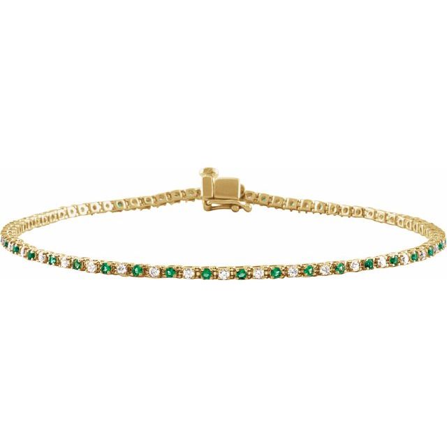 14K Gold Natural Ruby And Diamond Line Bracelet - Options Available