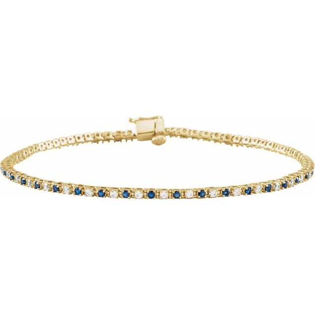 14K Gold Natural Ruby And Diamond Line Bracelet - Options Available