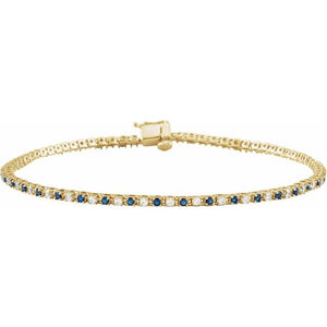 14K Gold Natural Ruby And Diamond Line Bracelet - Options Available