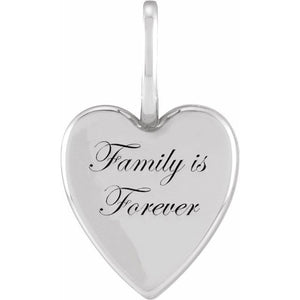 Family Is Forever Heart Charm Pendant Crafted in 14K Gold, Silver & Platinum