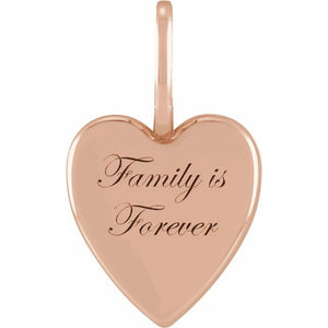 Family Is Forever Heart Charm Pendant Crafted in 14K Gold, Silver & Platinum