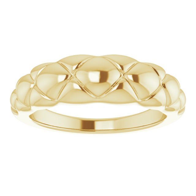 Use the 14K Yellow Gold, Quilted Petite Dome Ring to create alt text