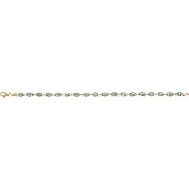 14K Yellow Gold, 6x4 mm Oval Lab-Grown Blue Sapphire Bracelet