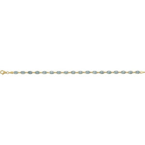 14K Yellow Gold, 6x4 mm Oval Lab-Grown Blue Sapphire Bracelet