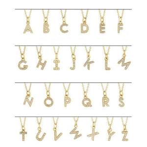 14K Gold Natural Diamond Petite Initial Necklace