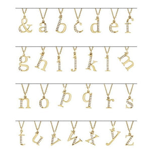 14K Gold Natural Diamond Initial Necklace