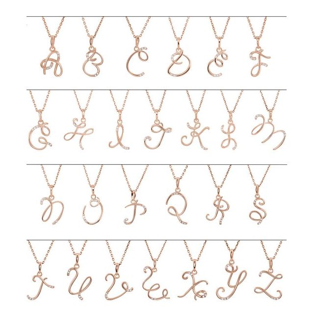 1/100 CTW Natural Diamond Round Initial Necklace in 14K Gold