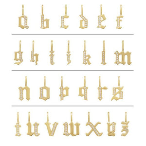 14K Gold Gothic Initial Charm/Pendant