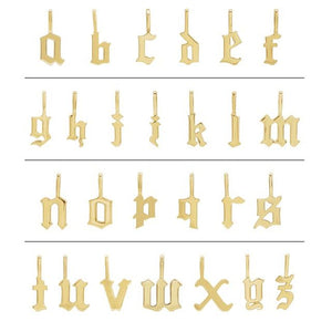 14K Gold Gothic Initial Charm/Pendant