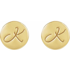 Engravable 14K White Gold Disc Earrings - Polished Design