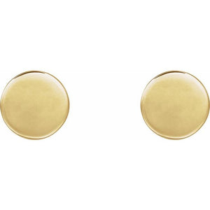 Engravable 14K White Gold Disc Earrings - Polished Design