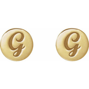 Engravable 14K White Gold Disc Earrings - Polished Design
