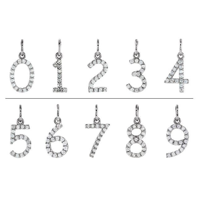 14K Gold Diamond Number Charm/Pendant