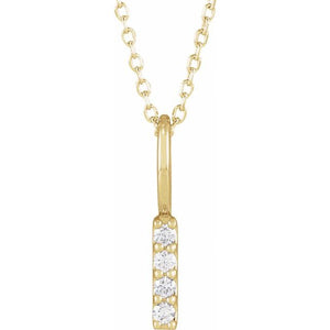 Platinum 1/6 CTW Natural Diamond Vertical Bar Necklace - Elegant Design