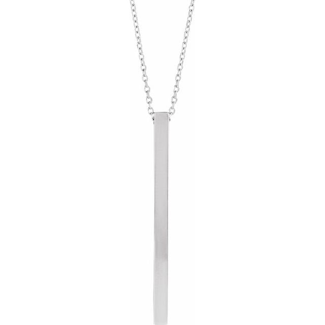 Engravable Four-Sided Vertical Bar Necklace in 14K Gold, Sterling Silver and Platinum