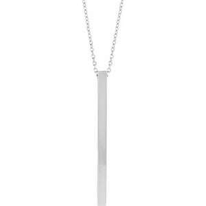 Engravable Four-Sided Vertical Bar Necklace in 14K Gold, Sterling Silver and Platinum