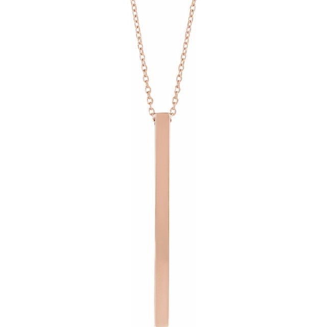 Engravable Four-Sided Vertical Bar Necklace in 14K Gold, Sterling Silver and Platinum