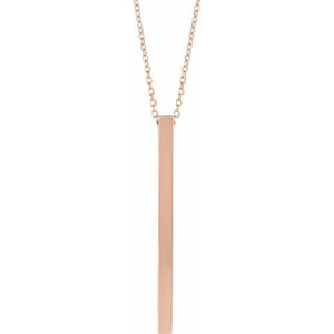 Engravable Four-Sided Vertical Bar Necklace in 14K Gold, Sterling Silver and Platinum