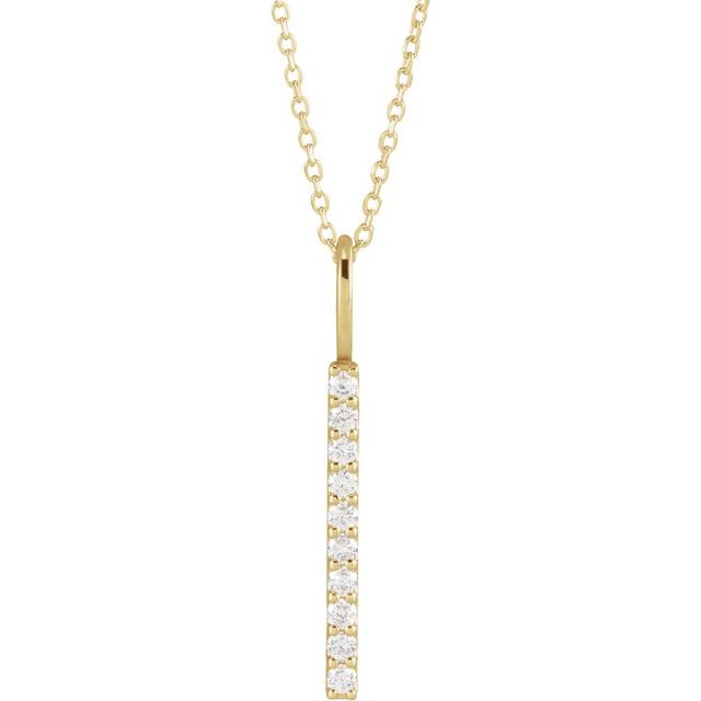 14K White Gold Polished 1/6 CTW Natural Diamond Vertical Bar Pendant