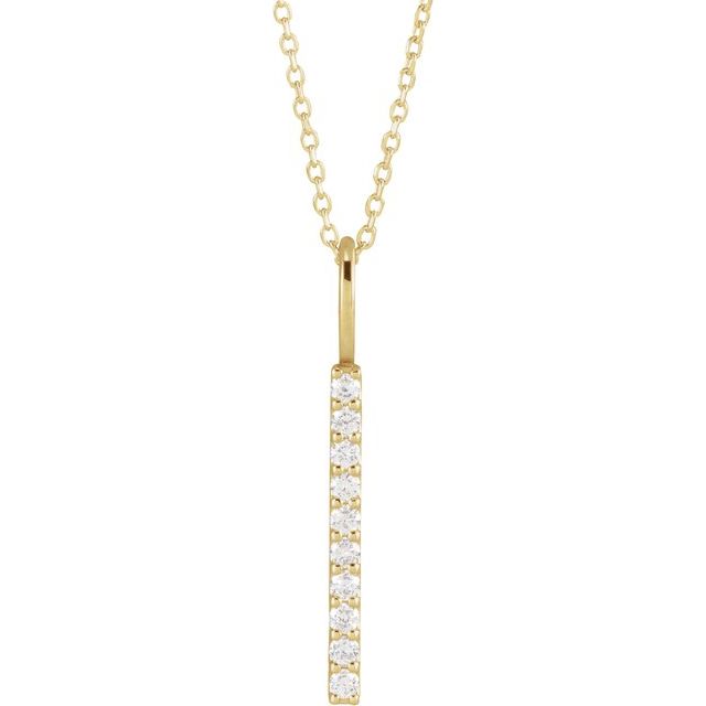 1/6 CTW Natural Diamond Round Vertical Bar Necklace in 14K Gold & Platinum