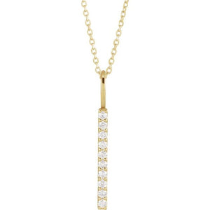 1/6 CTW Natural Diamond Round Vertical Bar Necklace in 14K Gold & Platinum